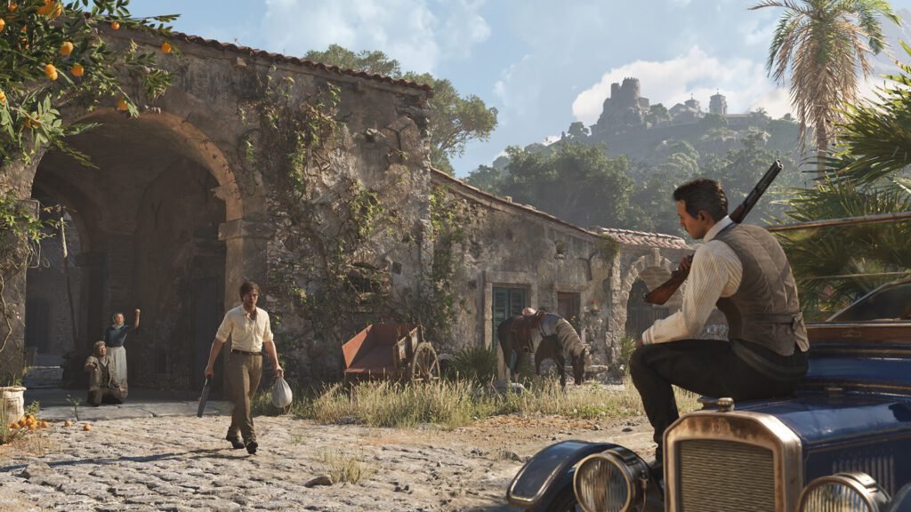 Two gangsters in a rustic Italian village in Mafia: The Old Country