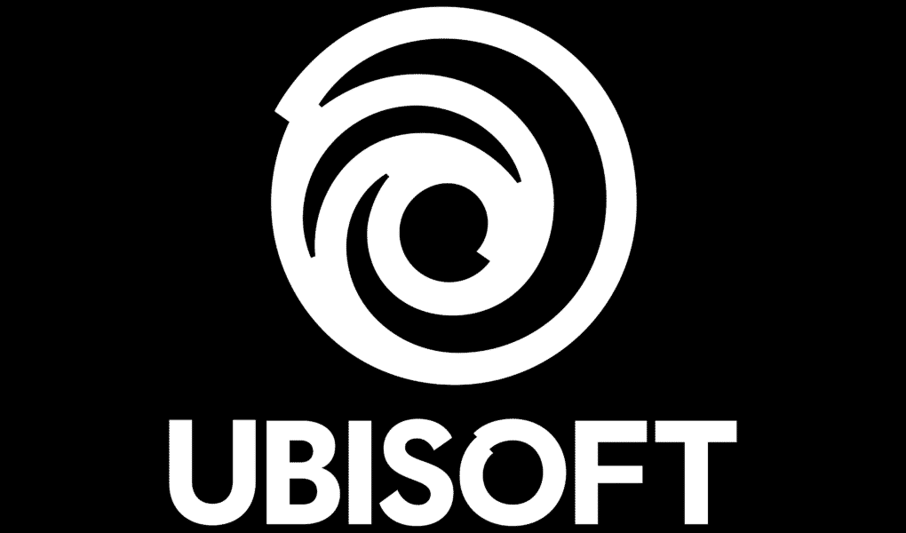 Ubisoft logo in white on a black background.