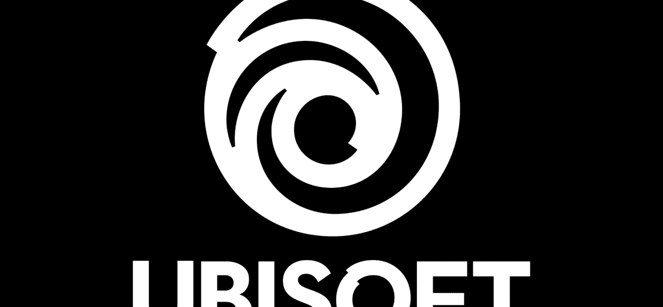 Ubisoft logo in white on a black background.
