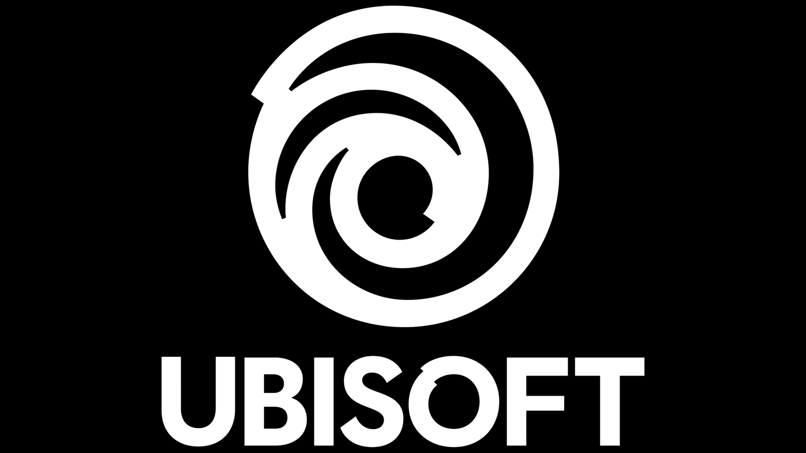 Ubisoft logo in white on a black background.